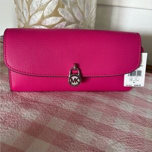 Michael Kors Hot Pink Leather Clutch with MK Charm